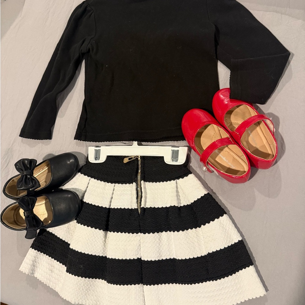 Black and White toddler SET Skirt/top
